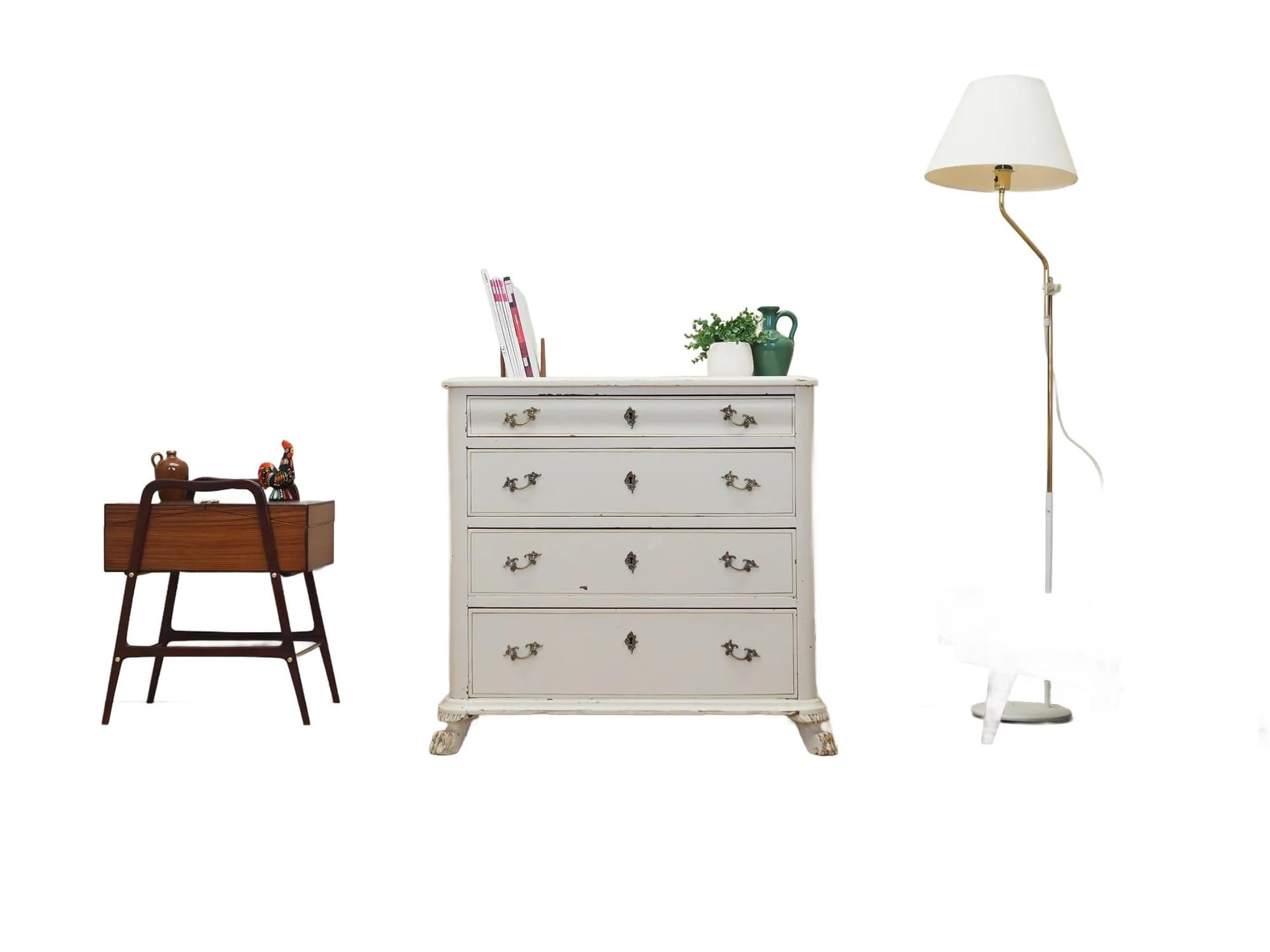 Komoda skandynawska, sosna ivory white, Dania, lata 50. - 34915