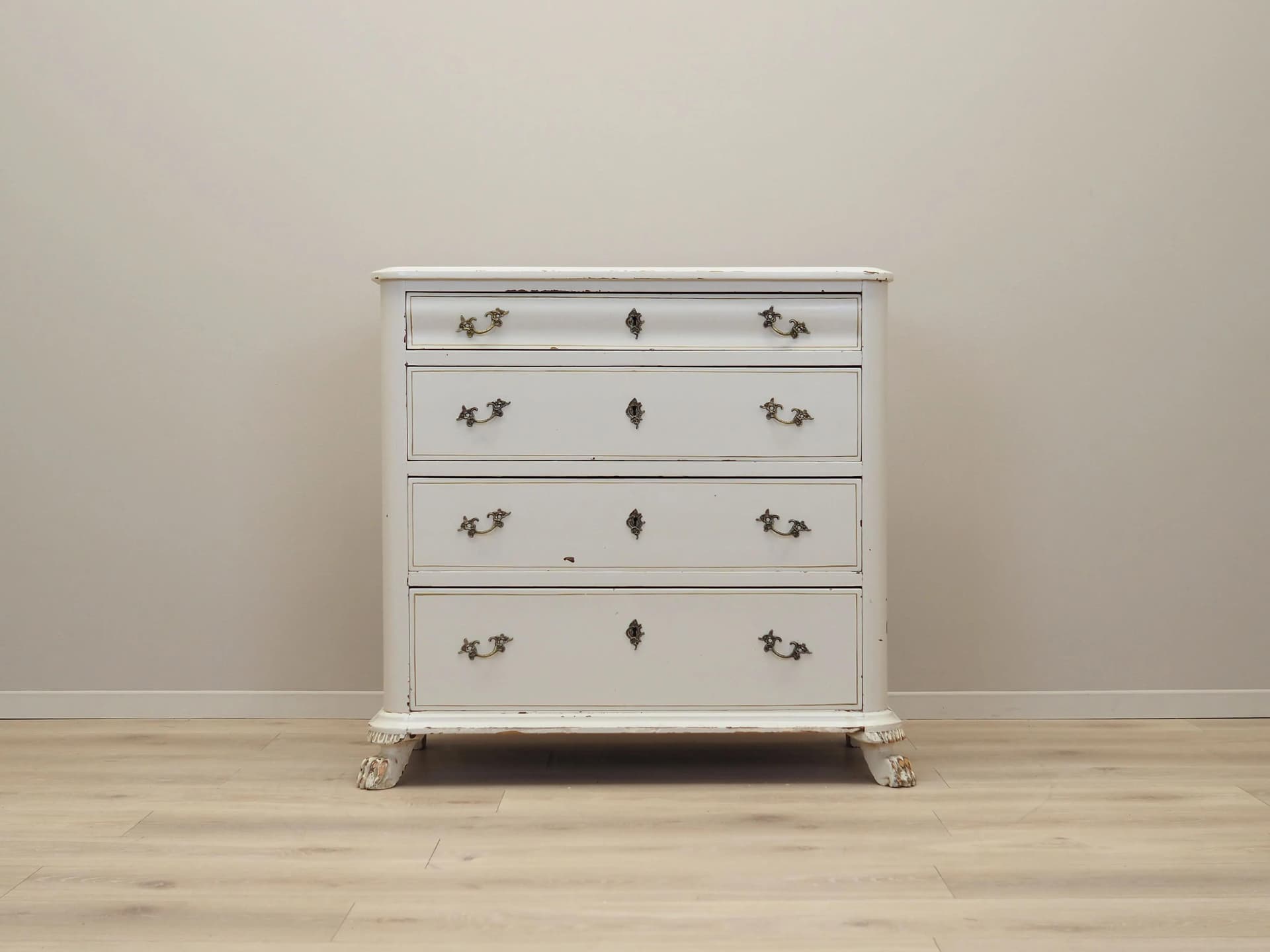 Komoda skandynawska, sosna ivory white, Dania, lata 50. - 34916