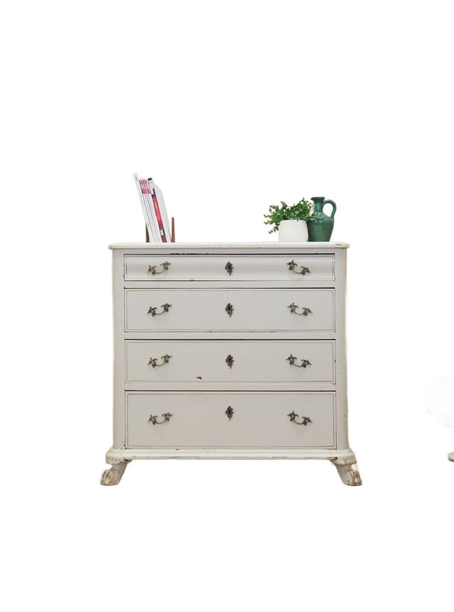 Komoda skandynawska, sosna ivory white, Dania, lata 50. - WYMIARY