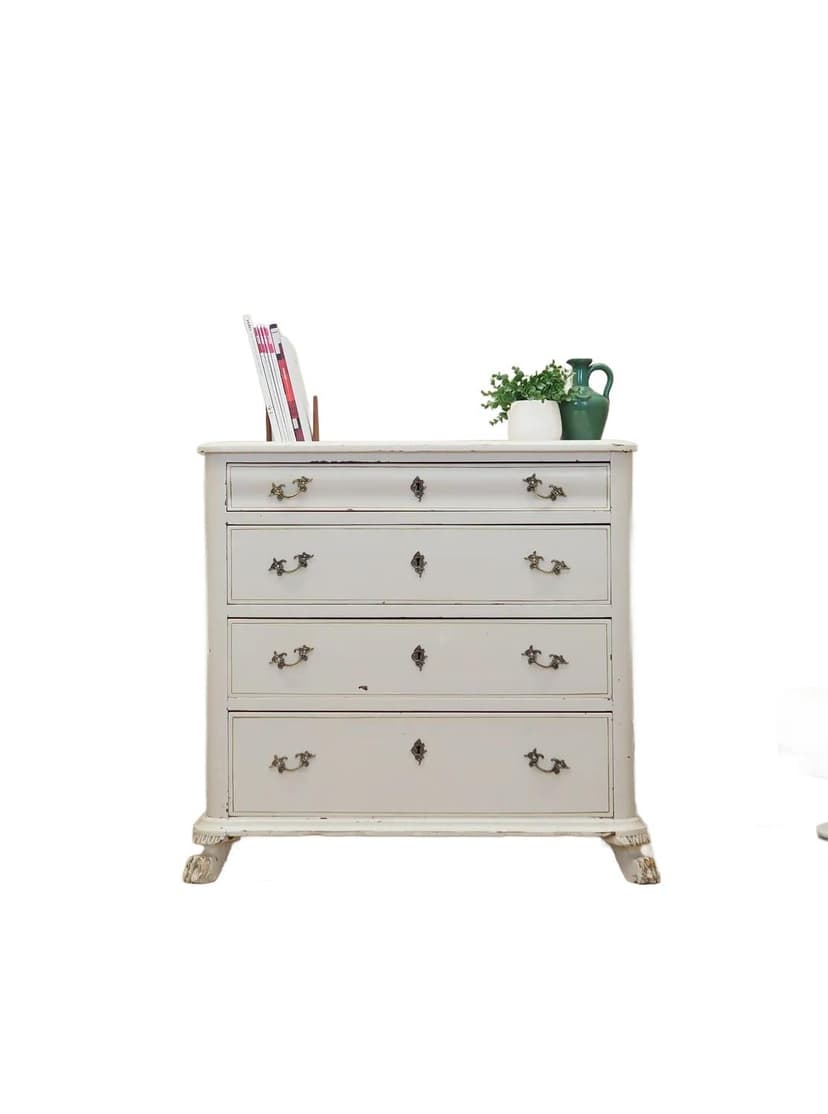 Komoda skandynawska, sosna ivory white, Dania, lata 50.