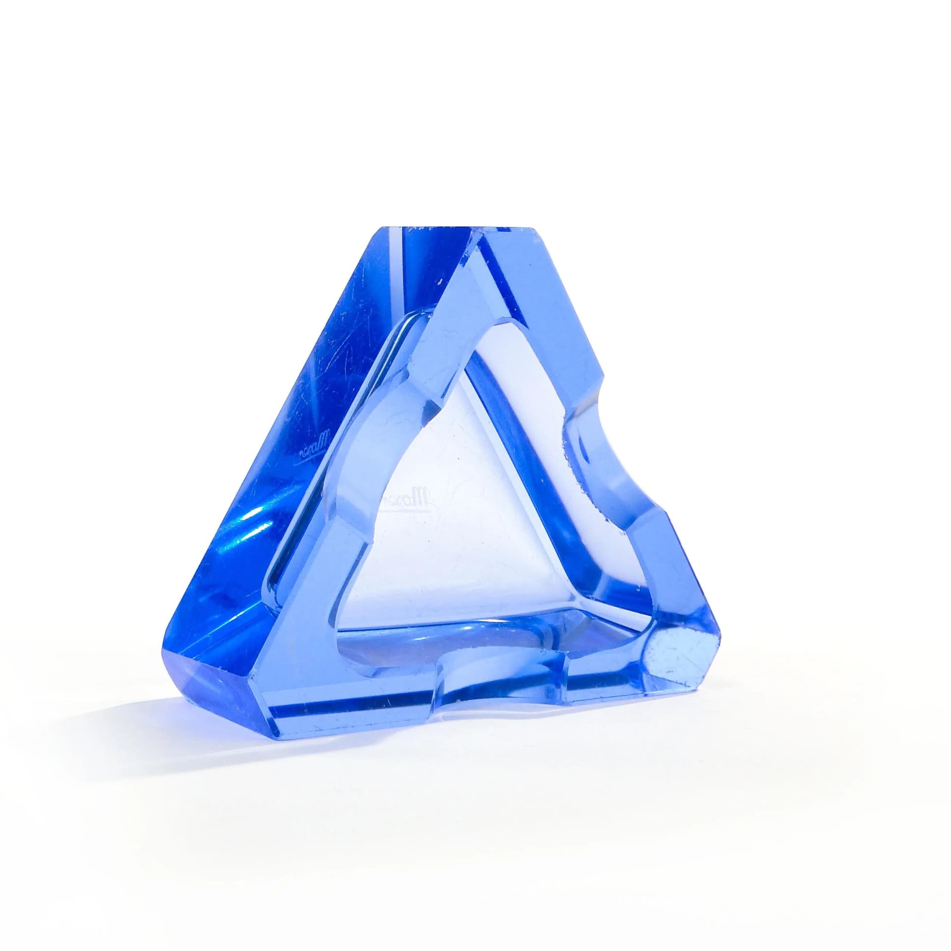 Popielniczka Art Deco, kryształ błękitny, Moser, Czechy, lata 30. - 34837