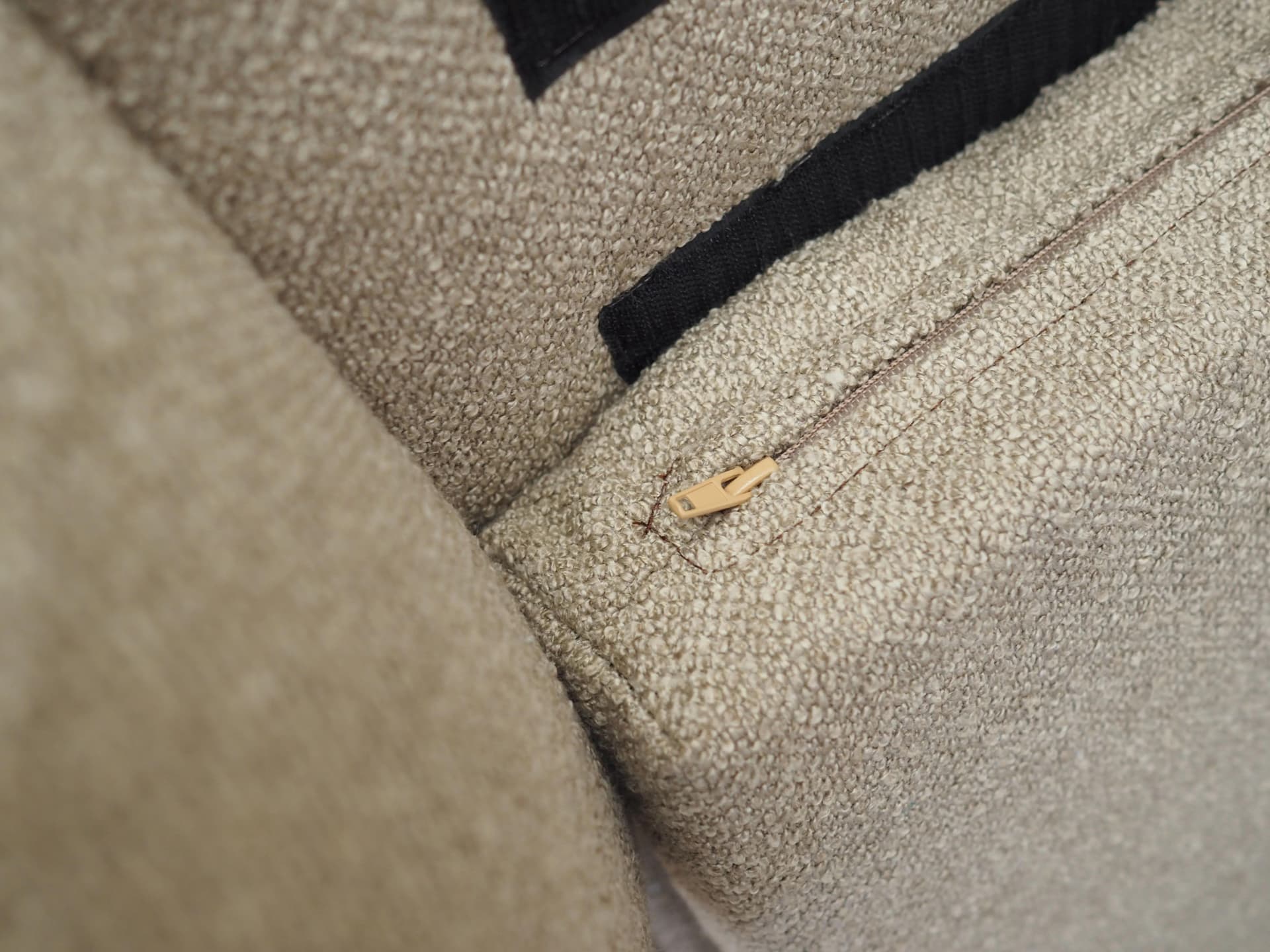 Armchair, beige boucle, teak, by A. Christiansen, Denmark, 1960s. - 34914