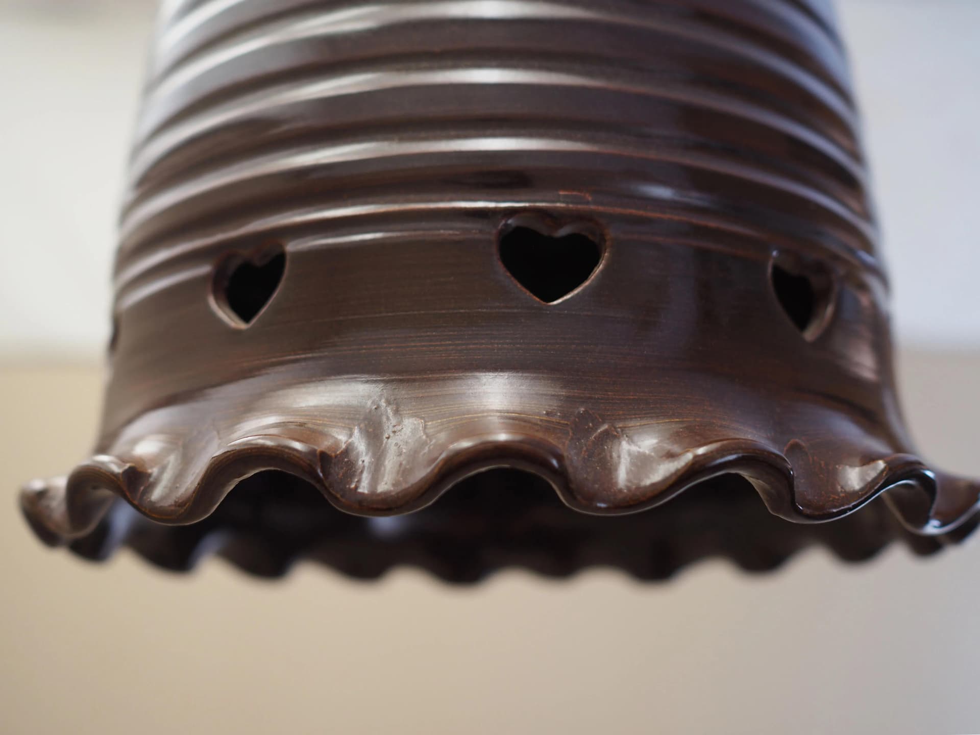 Pendant lamp, dark brown ceramic, Denmark, 1960s. - 34902