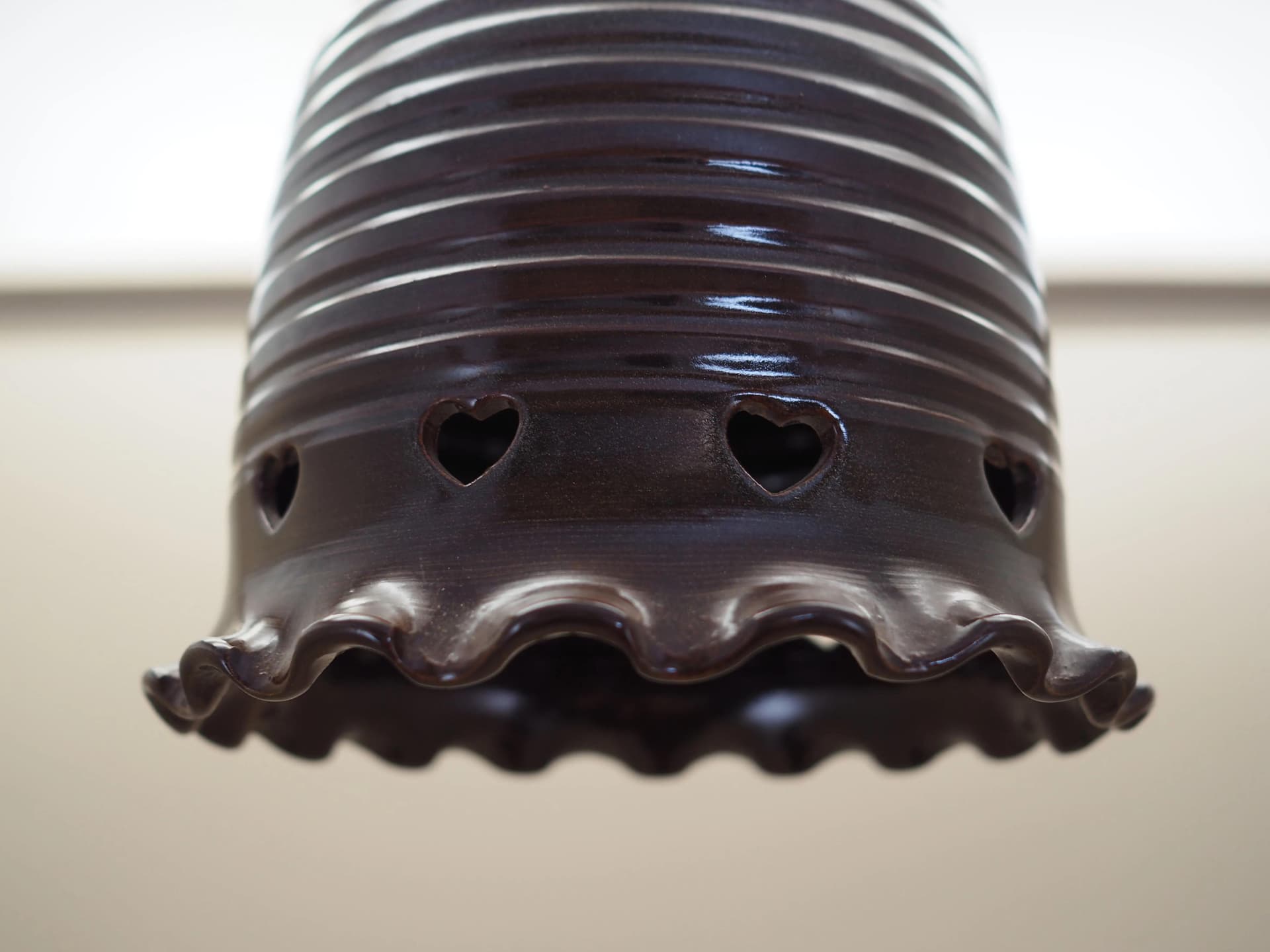 Pendant lamp, dark brown ceramic, Denmark, 1960s. - 34901