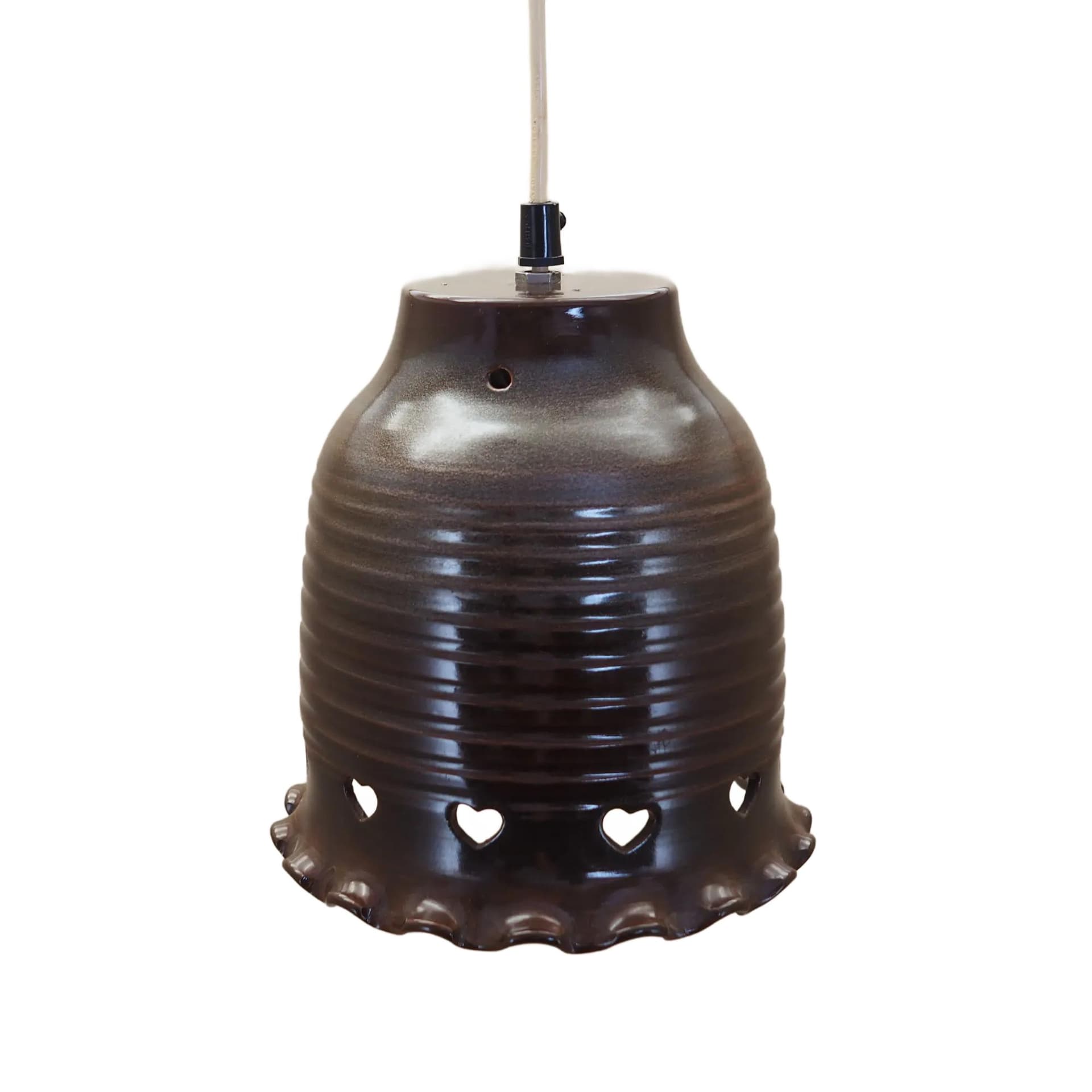 Pendant lamp, dark brown ceramic, Denmark, 1960s.