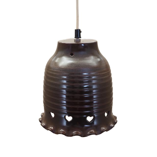 Pendant lamp, dark brown ceramic, Denmark, 1960s. - DIMENSION