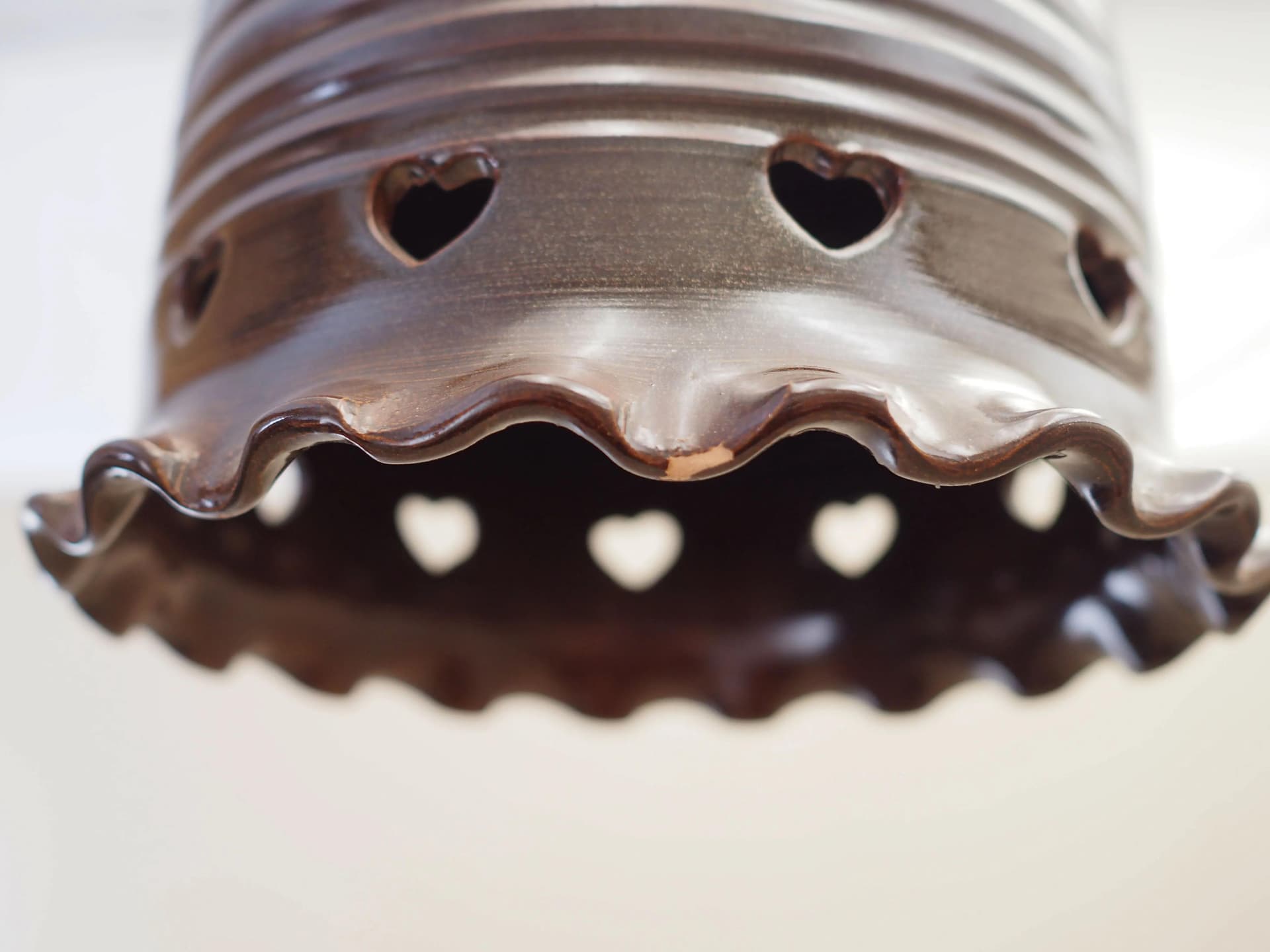 Pendant lamp, dark brown ceramic, Denmark, 1960s. - 34904