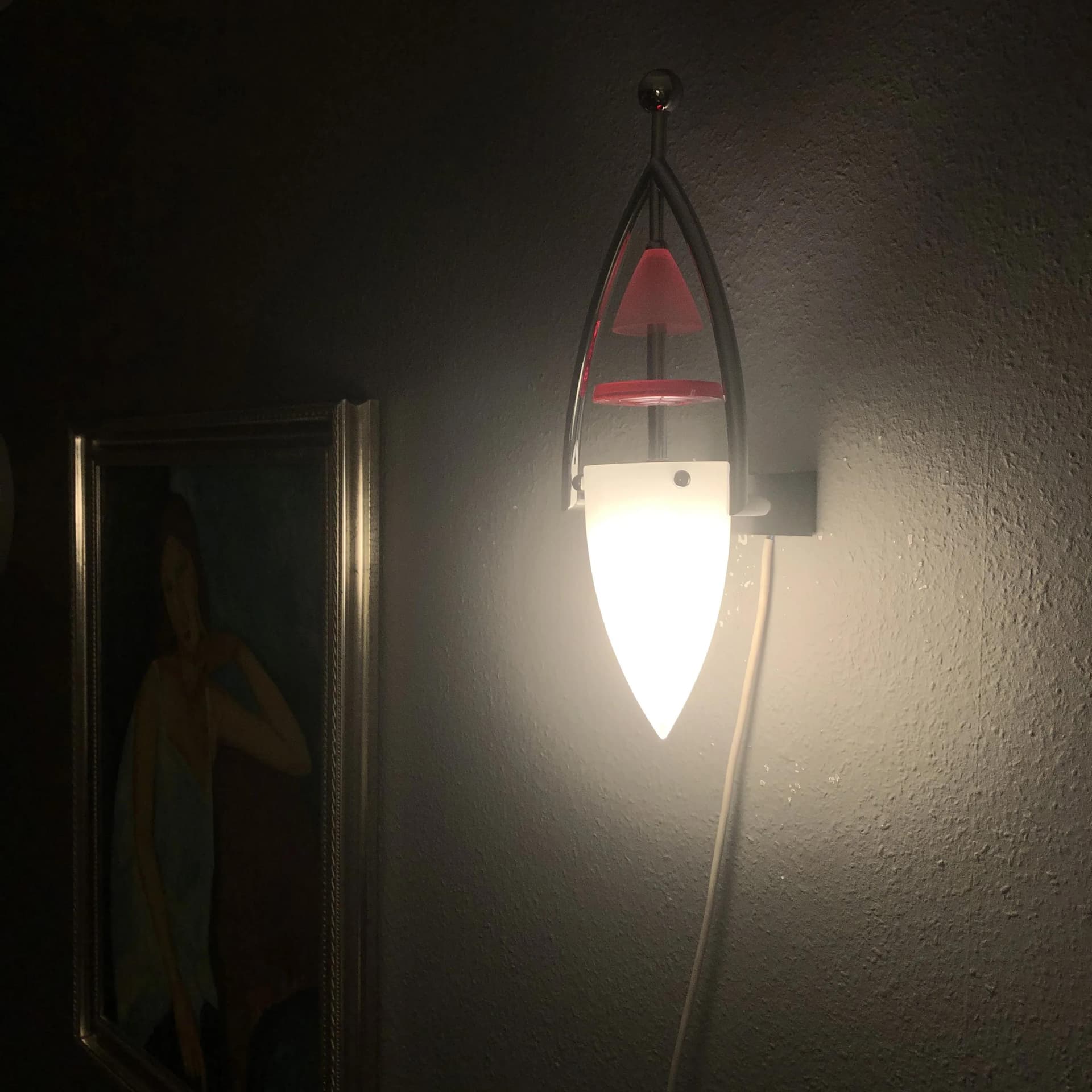 Para kinkietów postmodernistycznych, multikolor, chromowany mosiądz, szkło, Leola, Niemcy, lata 80. - 34961