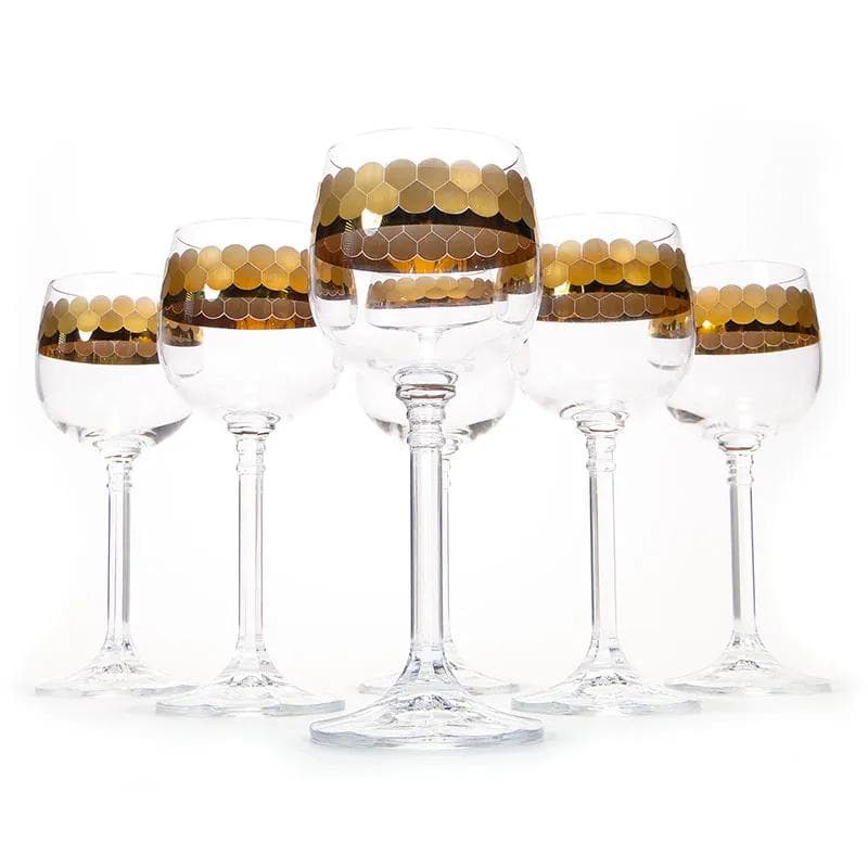 Crystal Red Wine Glasses with Gilt Frieze, Germany, 1960s - 35040