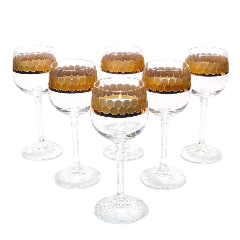 Crystal Red Wine Glasses with Gilt Frieze, Germany, 1960s