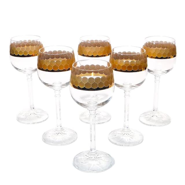 Crystal Red Wine Glasses with Gilt Frieze, Germany, 1960s - DIMENSION