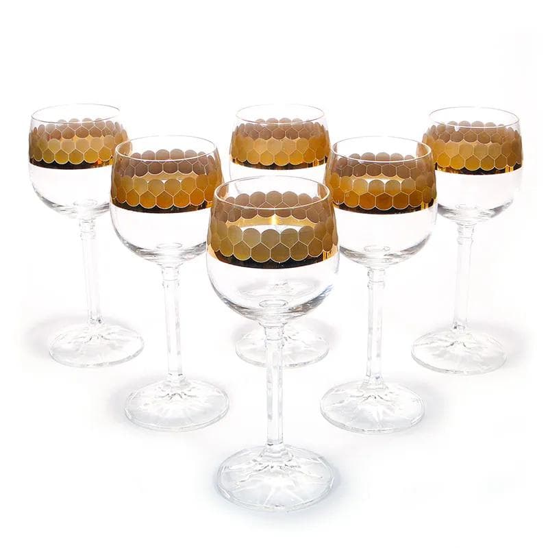 Crystal Red Wine Glasses with Gilt Frieze, Germany, 1960s - 35035