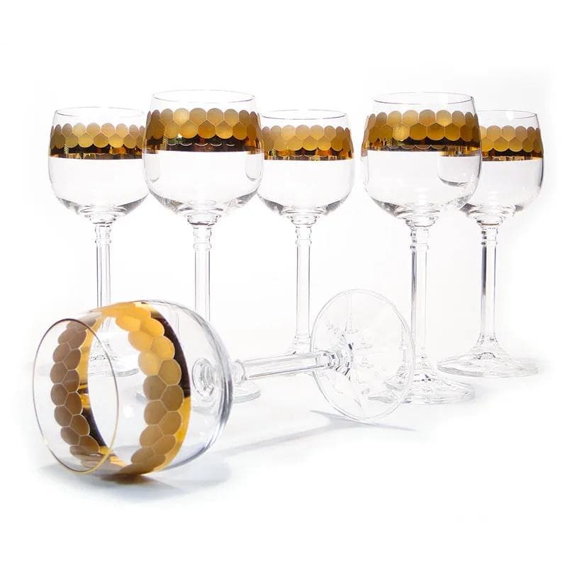 Crystal Red Wine Glasses with Gilt Frieze, Germany, 1960s - 35036