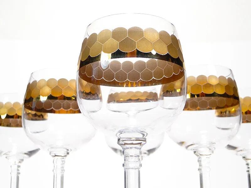 Crystal Red Wine Glasses with Gilt Frieze, Germany, 1960s - 35041