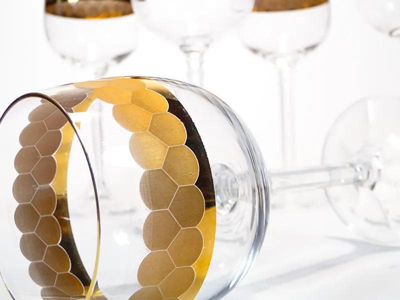 Crystal Red Wine Glasses with Gilt Frieze, Germany, 1960s - 35037