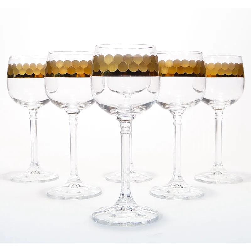 Crystal Red Wine Glasses with Gilt Frieze, Germany, 1960s - 35039