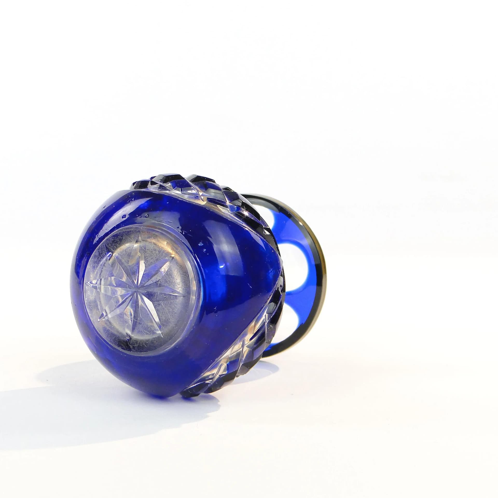 Wazon art déco, niebieski kryształ, Polska, lata 30. - 35033