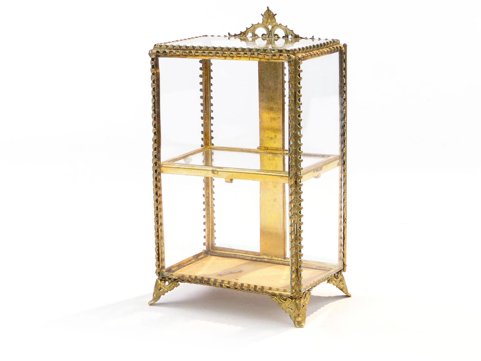 Szafka na biżuterię, kryształ transparentny, brąz złocony, Austria, XIX w. - 34995