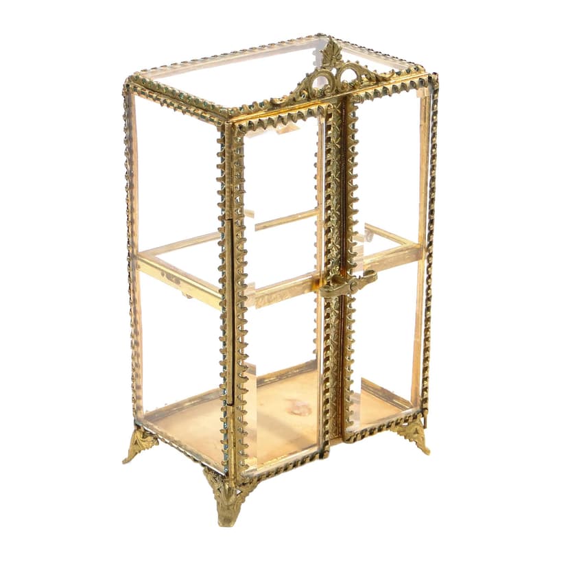 Szafka na biżuterię, kryształ transparentny, brąz złocony, Austria, XIX w.
