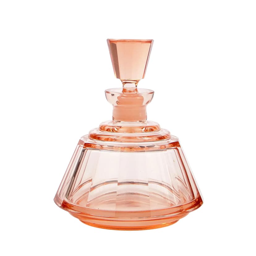 Flakon Art Deco, szkło kryształowe różowy, Czechy, lata 30.