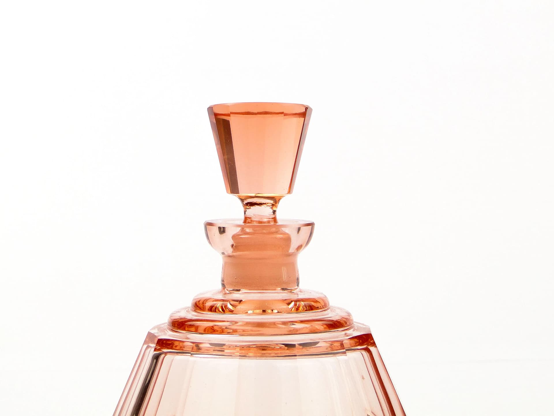 Flakon Art Deco, szkło kryształowe różowy, Czechy, lata 30. - 35199