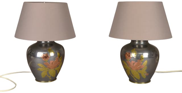 Para lamp stołowych, metal szary, lata 70. - WYMIARY