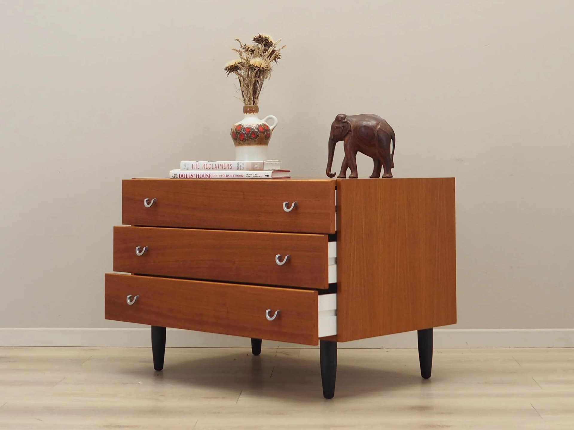 Chest of drawers, orange teak, Denmark, 1970s - 35217
