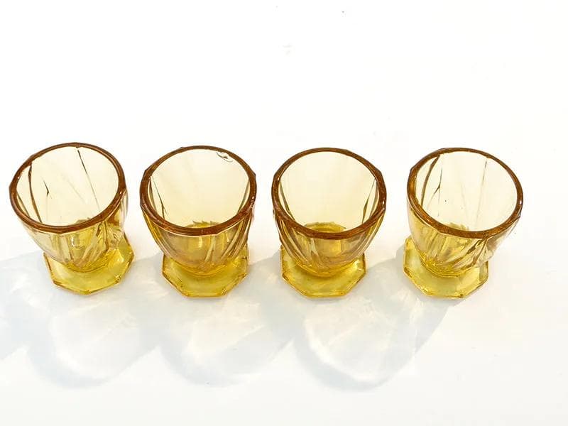 komplet kieliszków Gisela, Art Deco, żółty, szkło, Niemcy, lata 30. - 35188