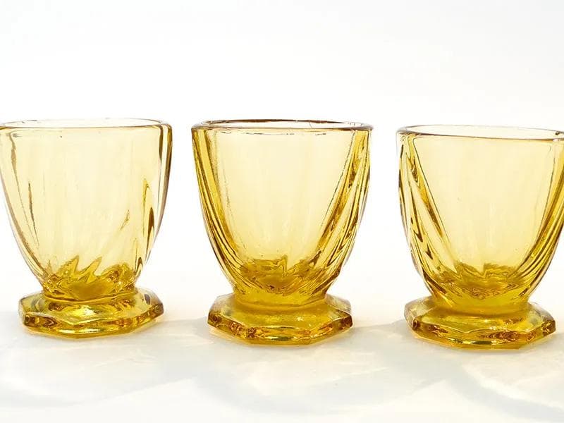 komplet kieliszków Gisela, Art Deco, żółty, szkło, Niemcy, lata 30. - 35187