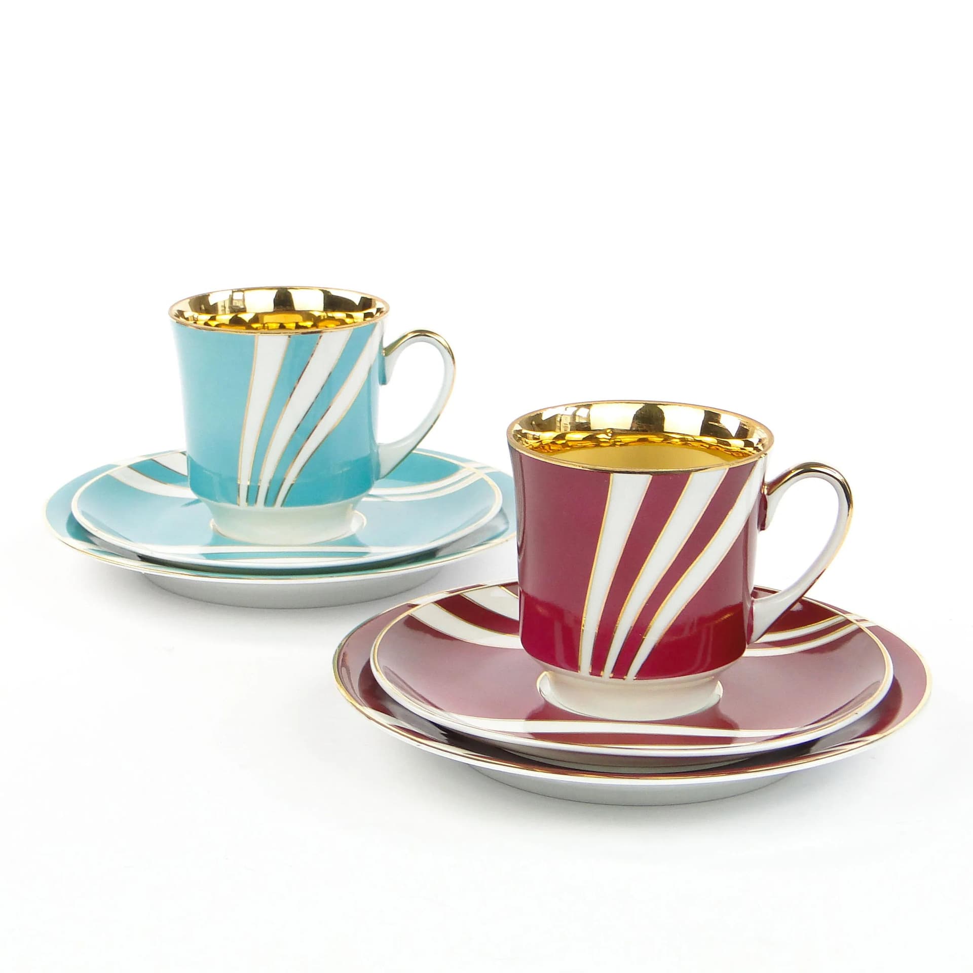 Zestaw śniadaniowy June, porcelana turkusowa, proj. W. Potacki, Ćmielów, Polska, lata 60. - 35419