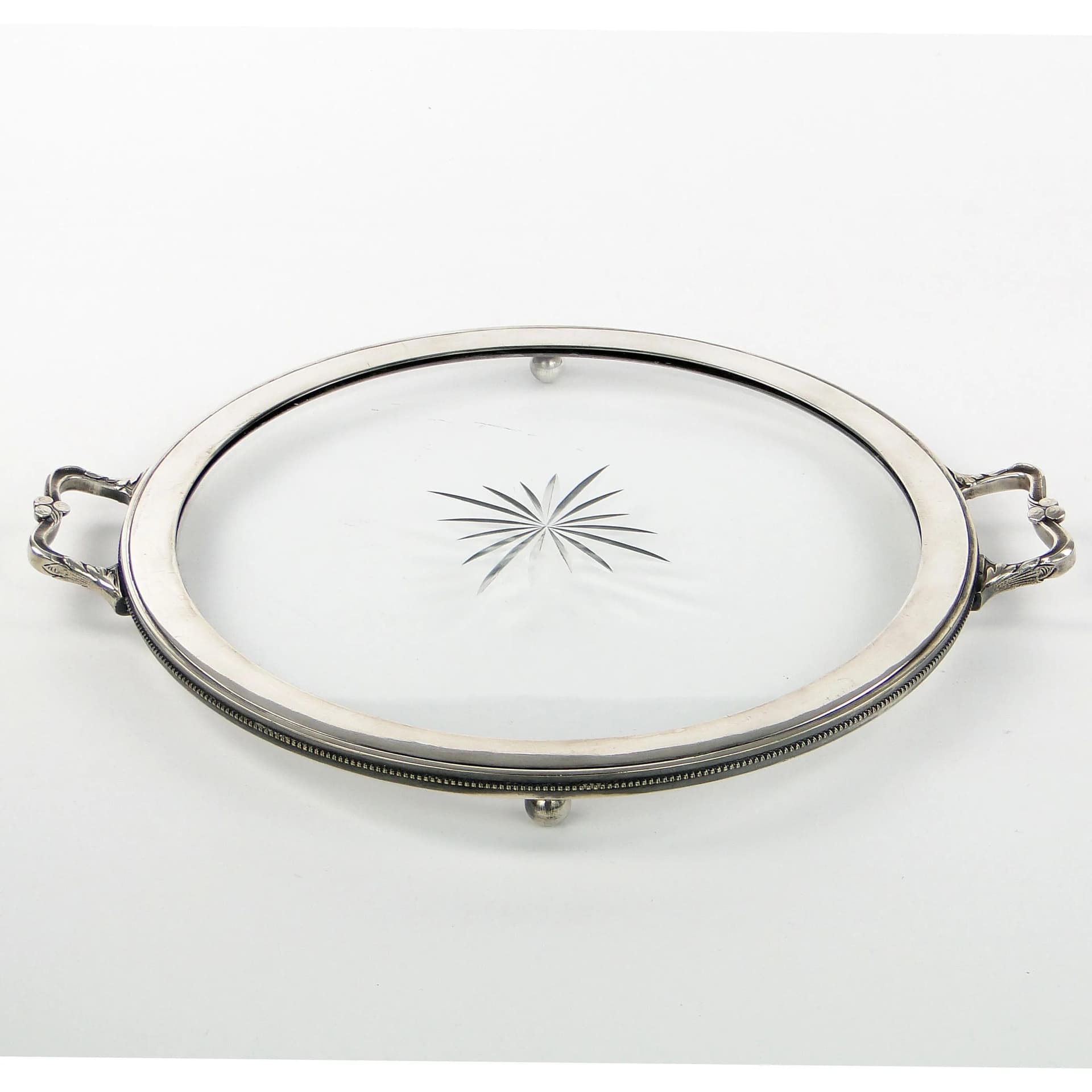 Taca secesyjna, srebro, mosiądz, cyna, szkło, Argentor, Austria, początek XX w. - 35401