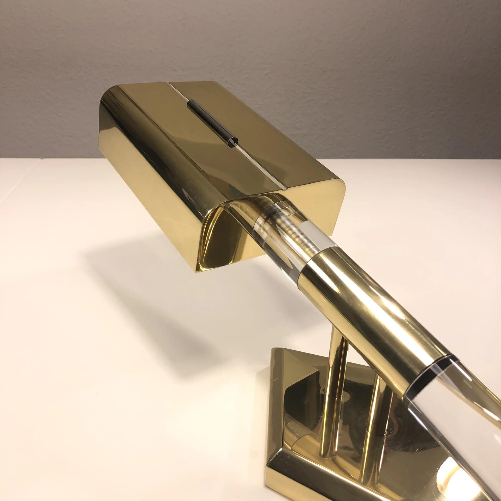 Wall lamp, golden brass, acrylic, Germany, 1970s. - 35309