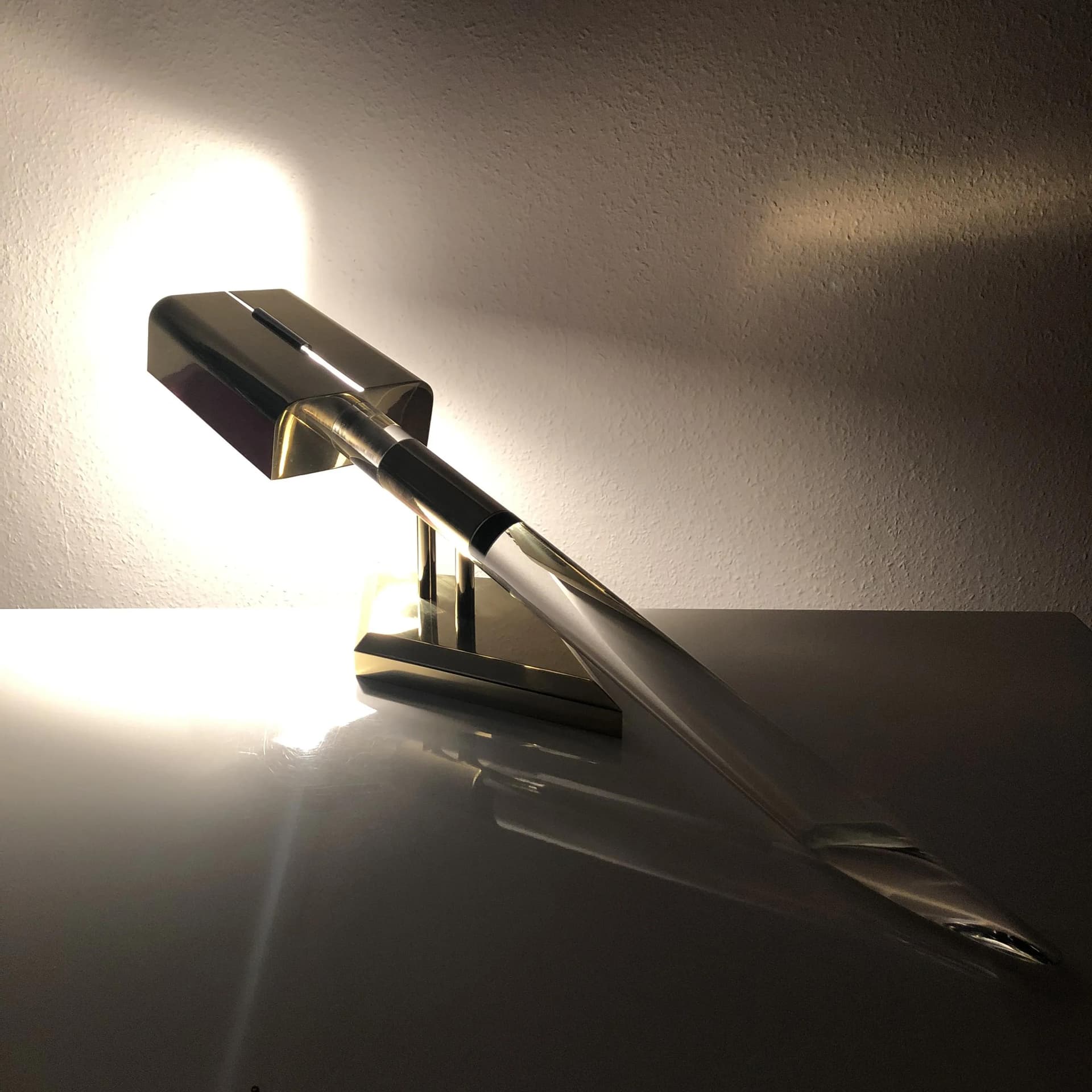 Wall lamp, golden brass, acrylic, Germany, 1970s. - 35313