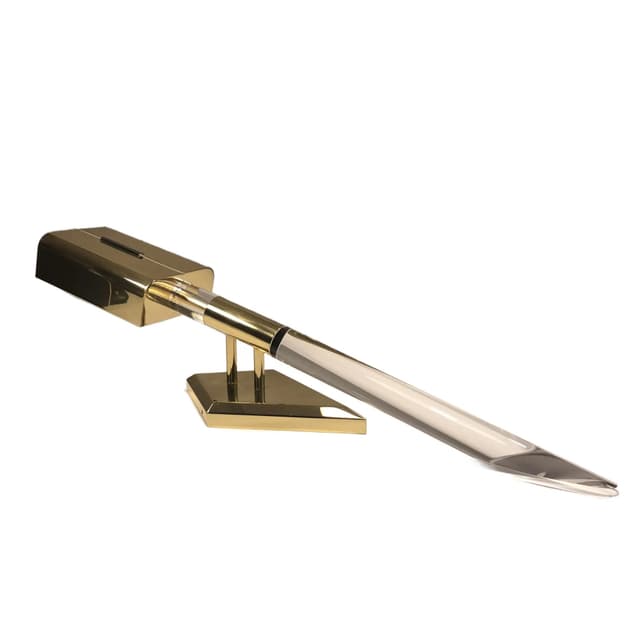 Wall lamp, golden brass, acrylic, Germany, 1970s. - DIMENSION