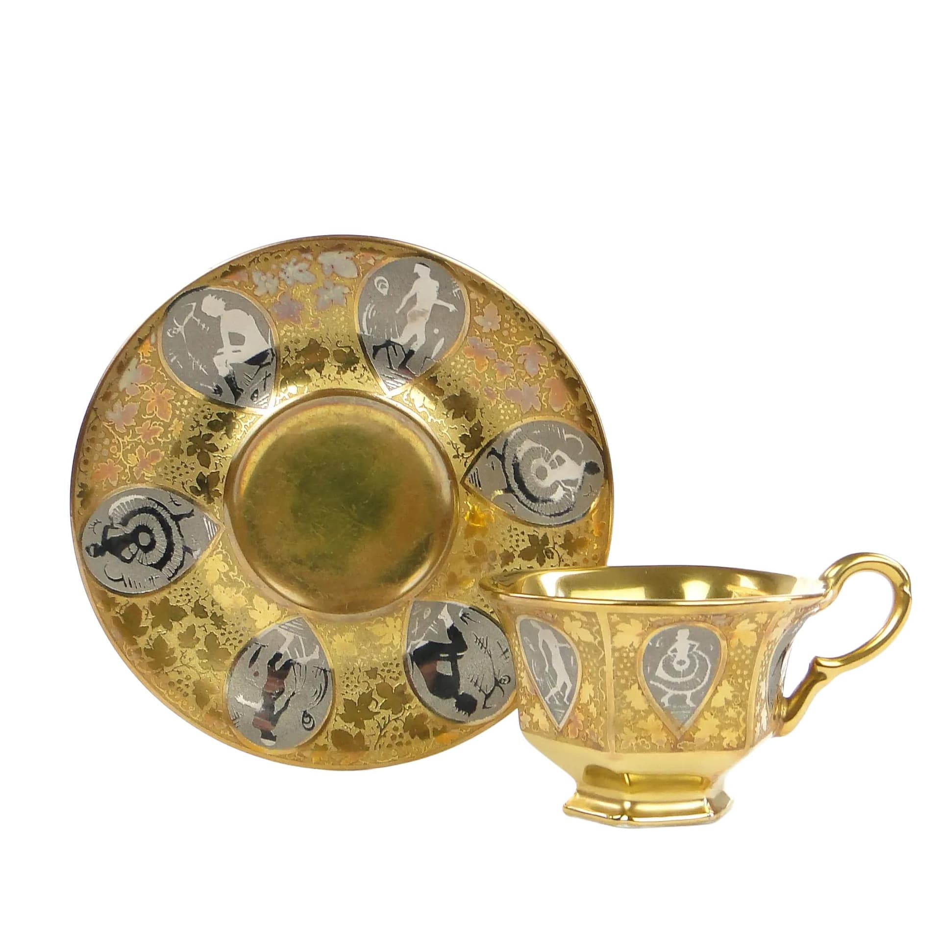 Mocha Cup Art Deco, golden porcelain, Schlaggenwald, Czechoslovakia, 1920s