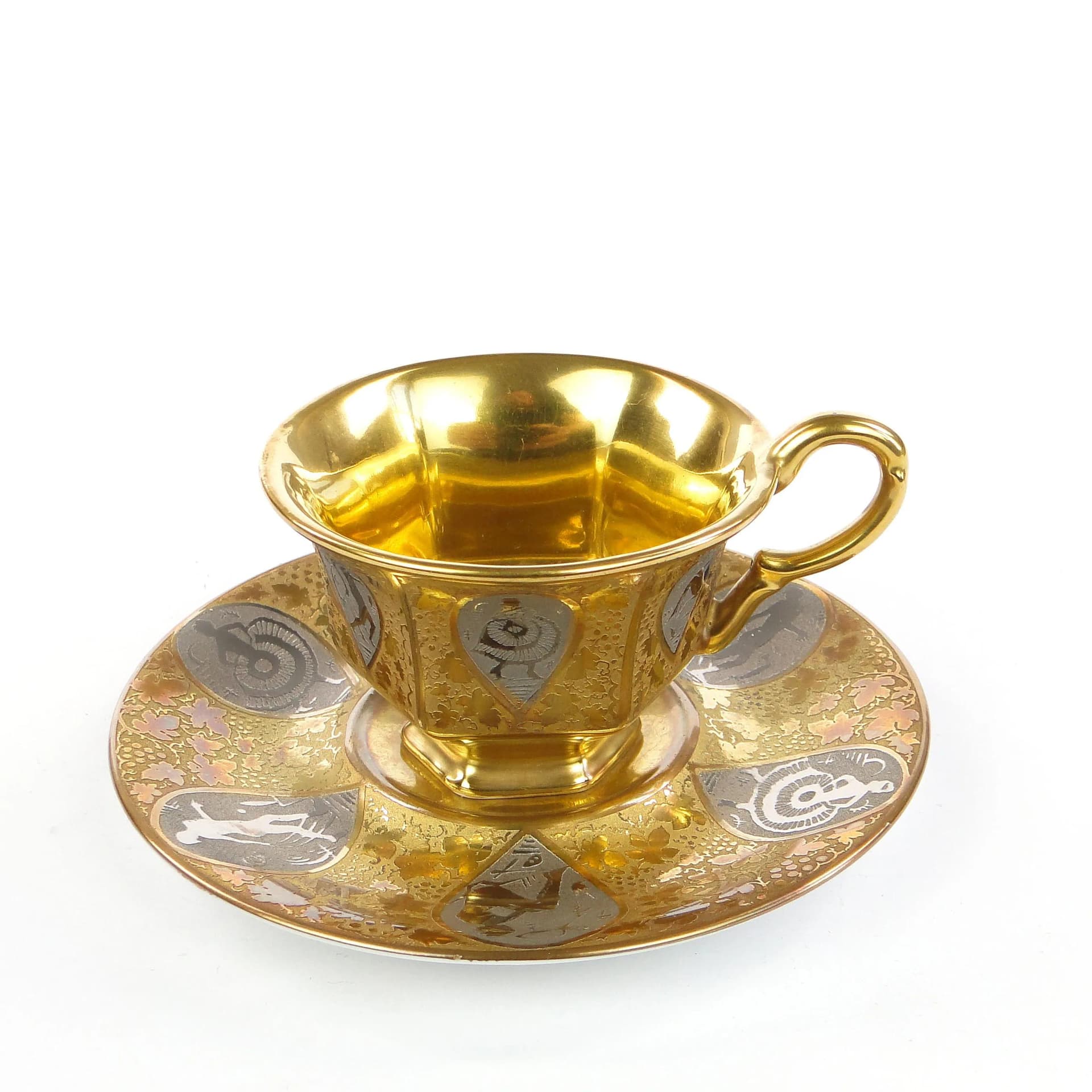 Mocha Cup Art Deco, golden porcelain, Schlaggenwald, Czechoslovakia, 1920s - 35380