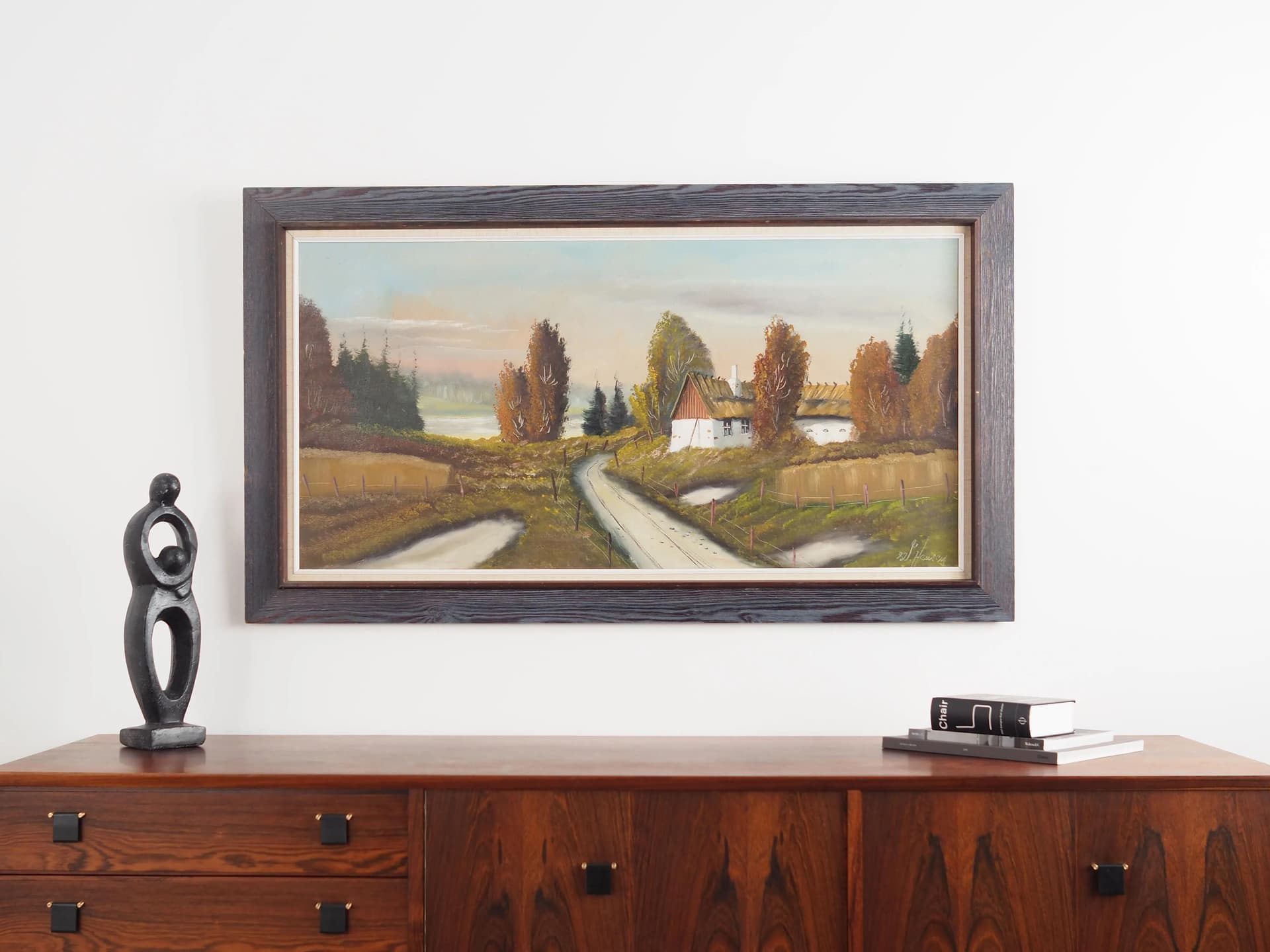 Oil Painting, dark brown, wood, Sweden, 1970s. - 35479