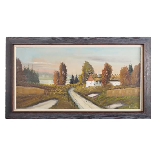 Oil Painting, dark brown, wood, Sweden, 1970s. - DIMENSION