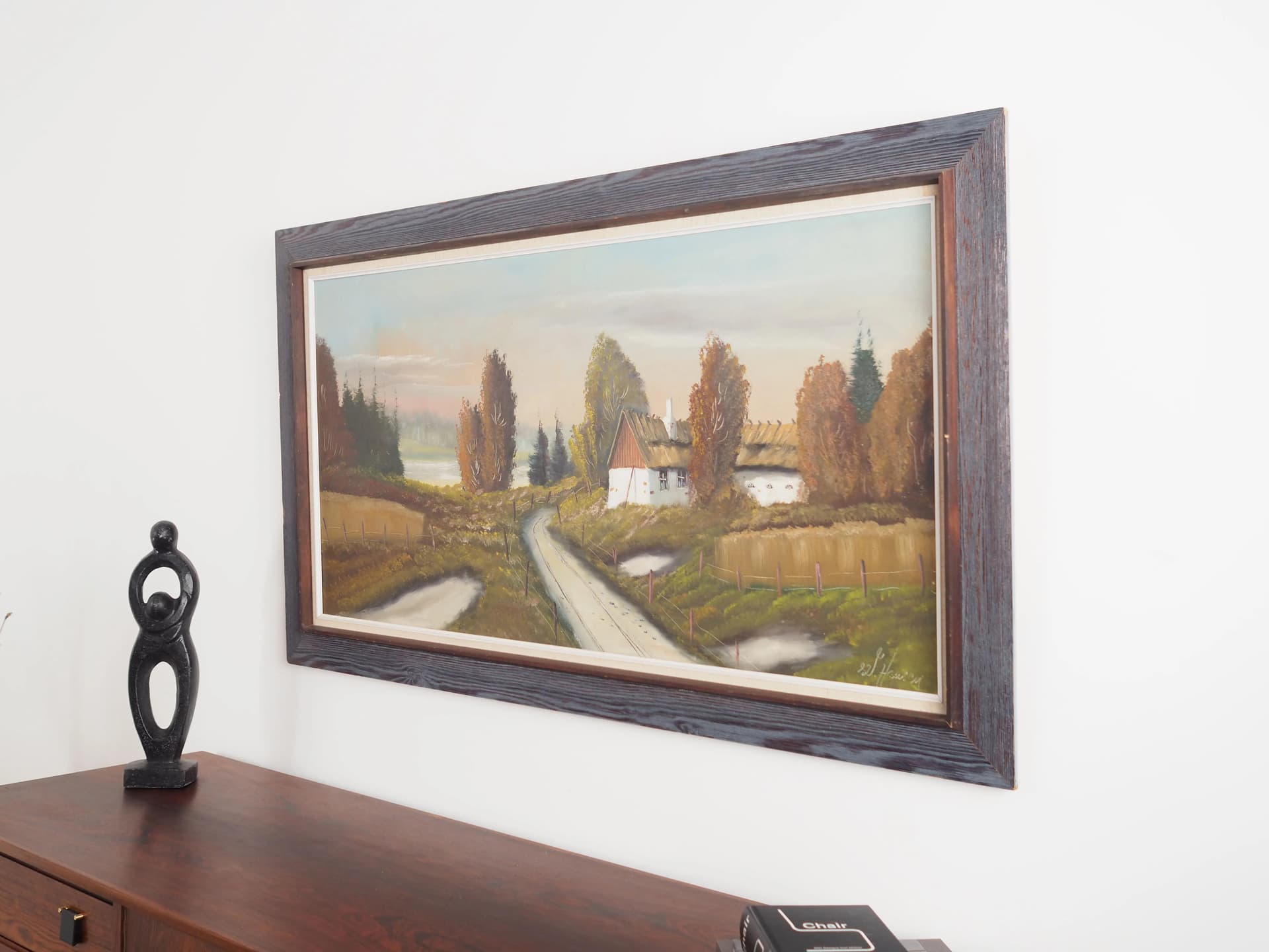 Oil Painting, dark brown, wood, Sweden, 1970s. - 35482