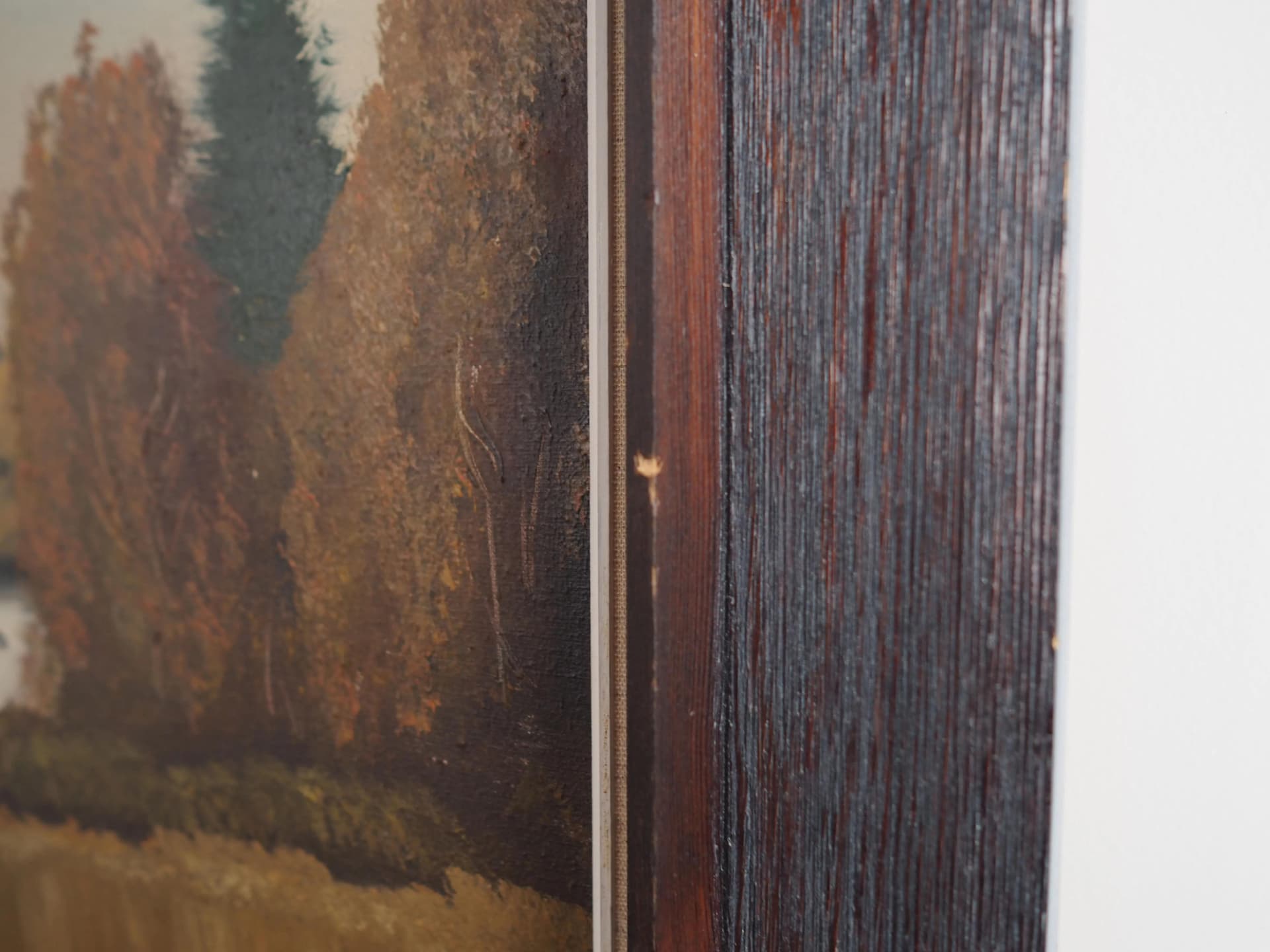 Oil Painting, dark brown, wood, Sweden, 1970s. - 35486