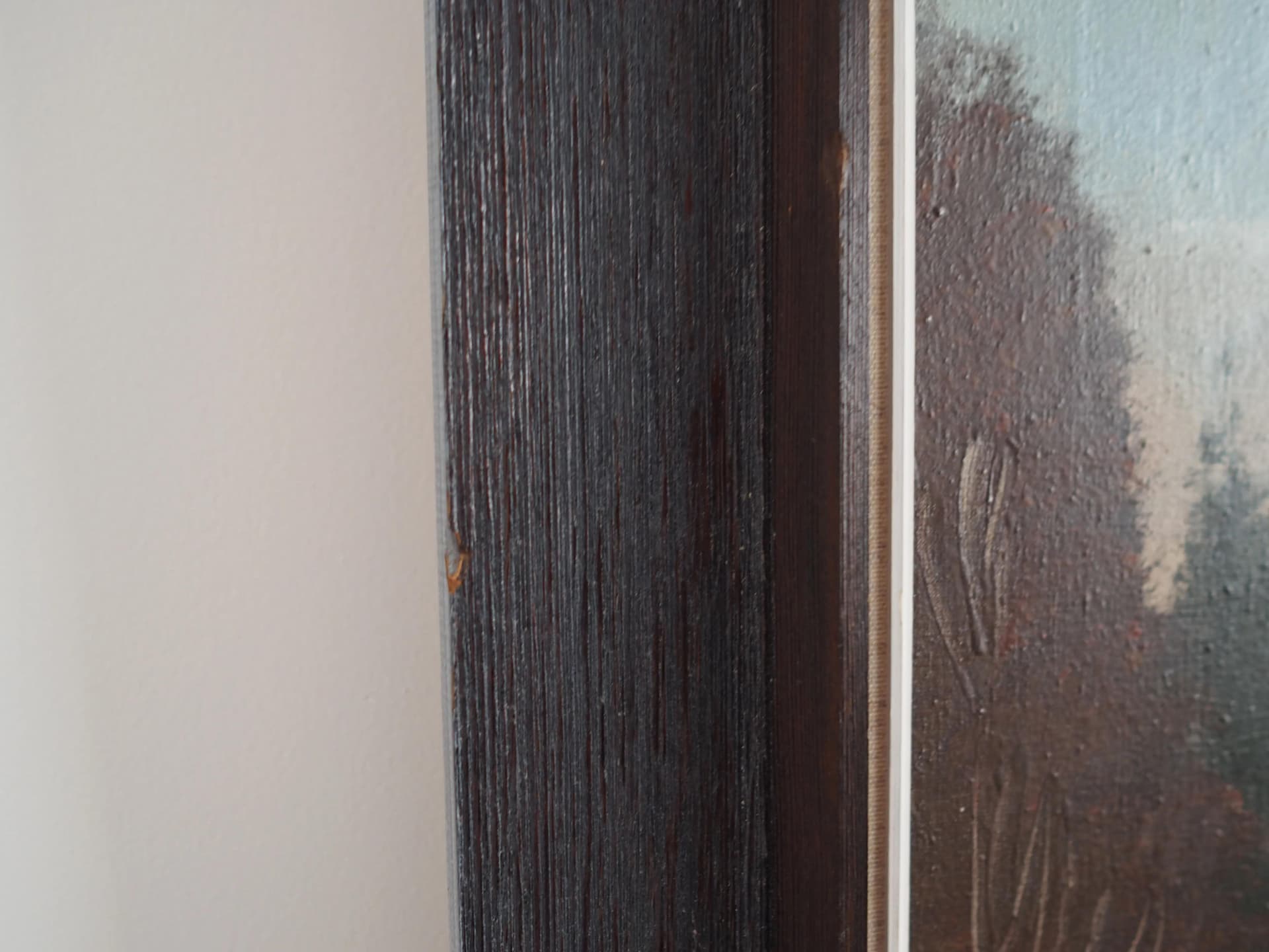 Oil Painting, dark brown, wood, Sweden, 1970s. - 35484