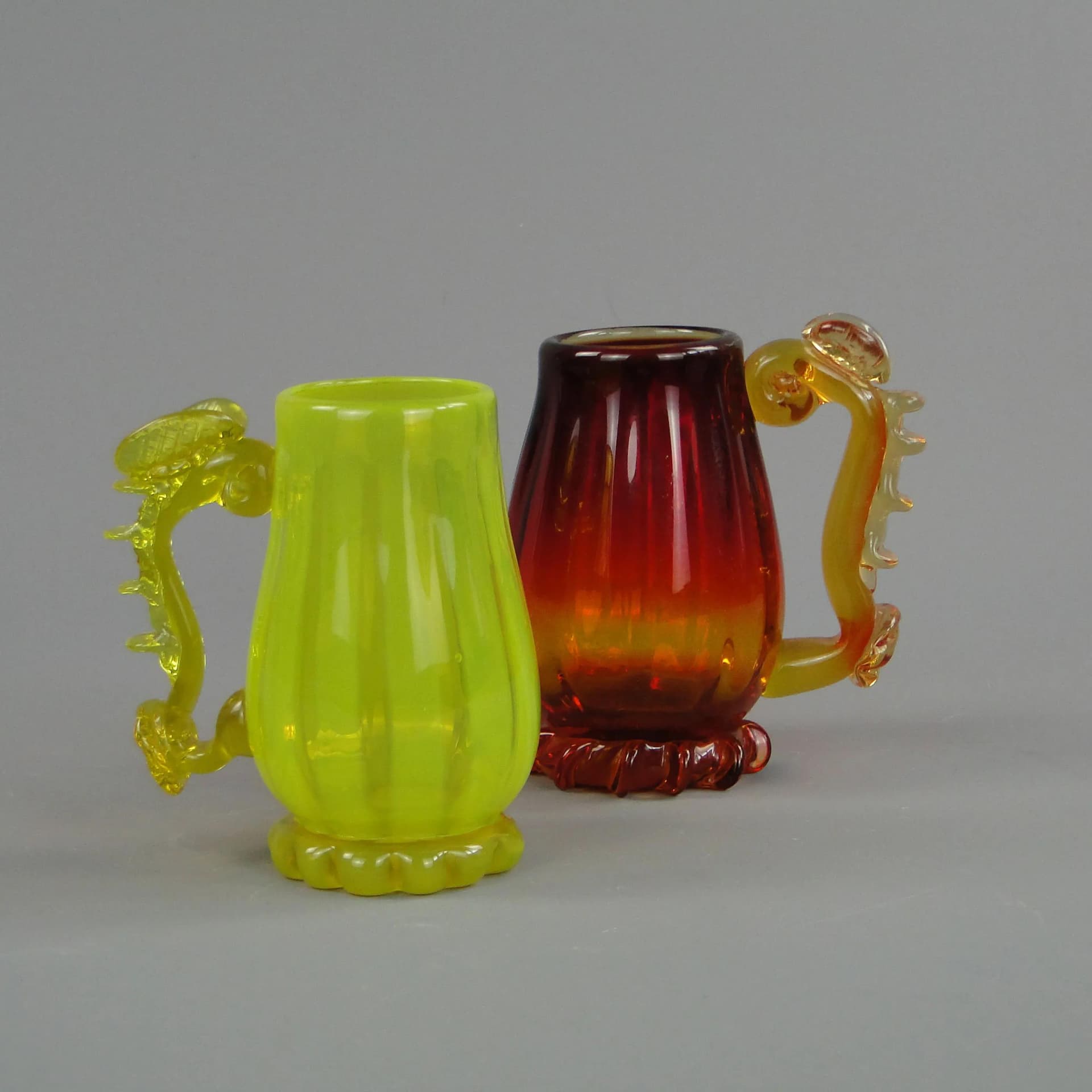 Artistic tankard, yellow uranium glass, by J. Słuczan-Orkusz, Poland, 1970s - 35360