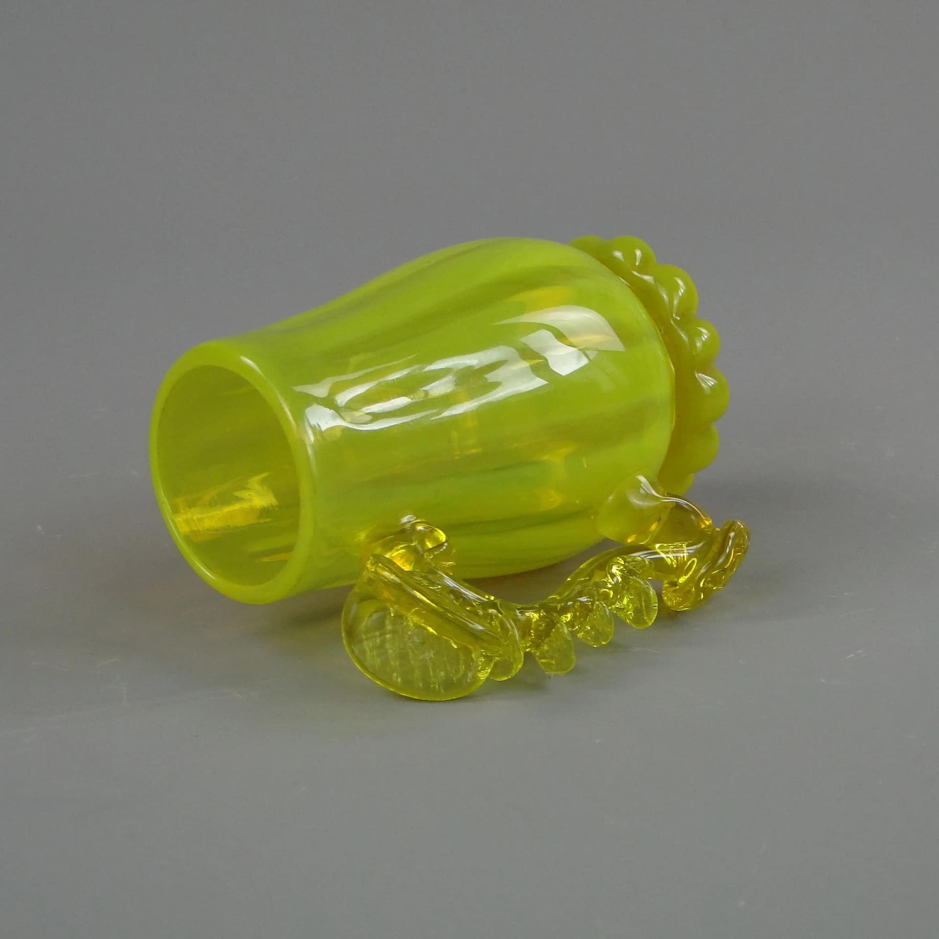 Artistic tankard, yellow uranium glass, by J. Słuczan-Orkusz, Poland, 1970s - 35358
