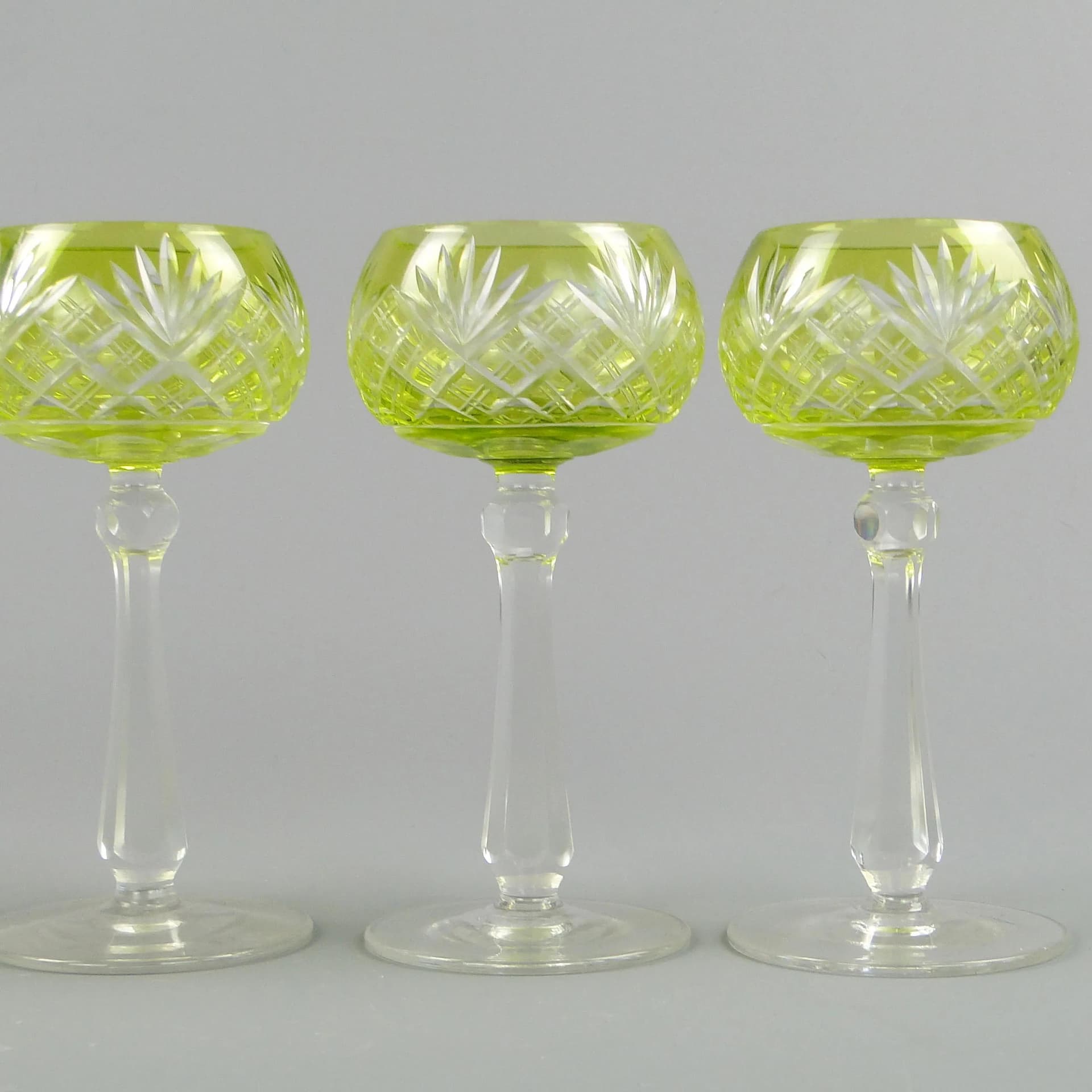 Komplet kielichów, Art déco, turkusowy kryształ, huta Józefina, Polska, lata 20. - 35344