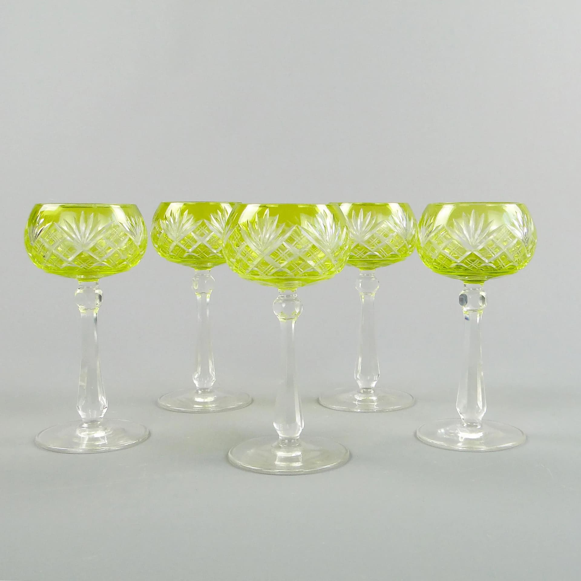 Komplet kielichów, Art déco, turkusowy kryształ, huta Józefina, Polska, lata 20. - 35348