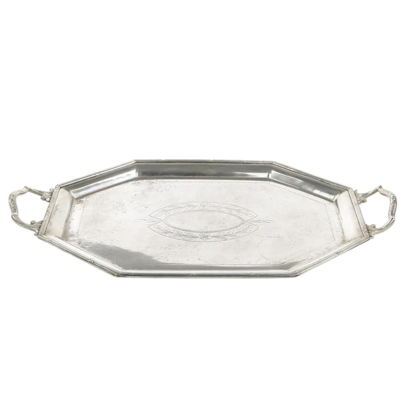Serving tray, silver-plated brass, Marcin Jarra, Poland, 19th c.