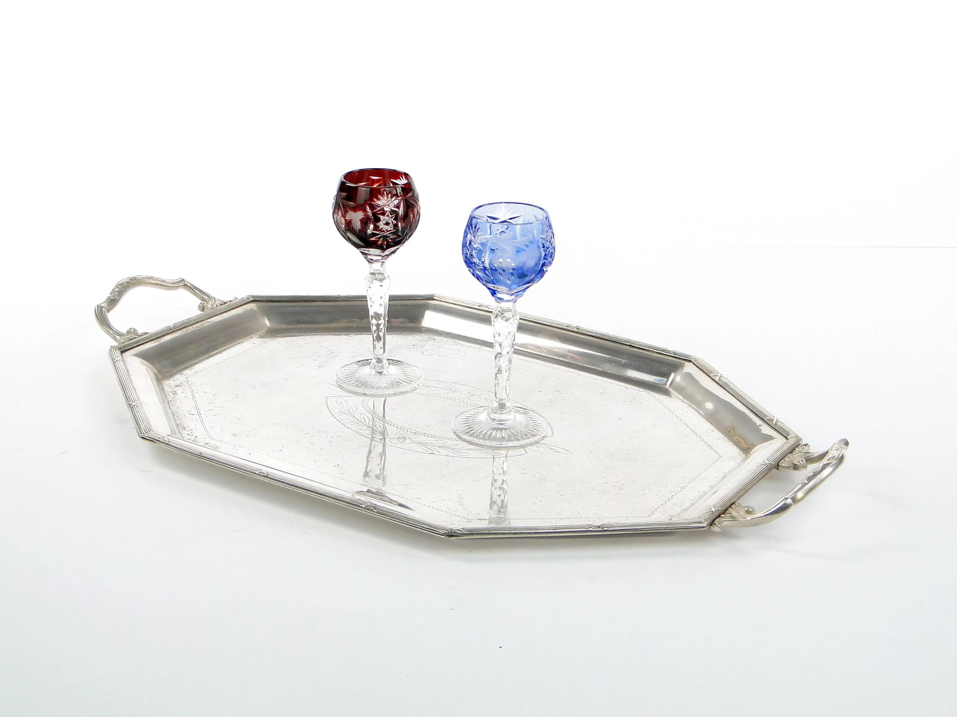 Taca serwisowa, srebrny mosiądz, posrebrzany, Marcin Jarra, Polska, XIX w. - 35342