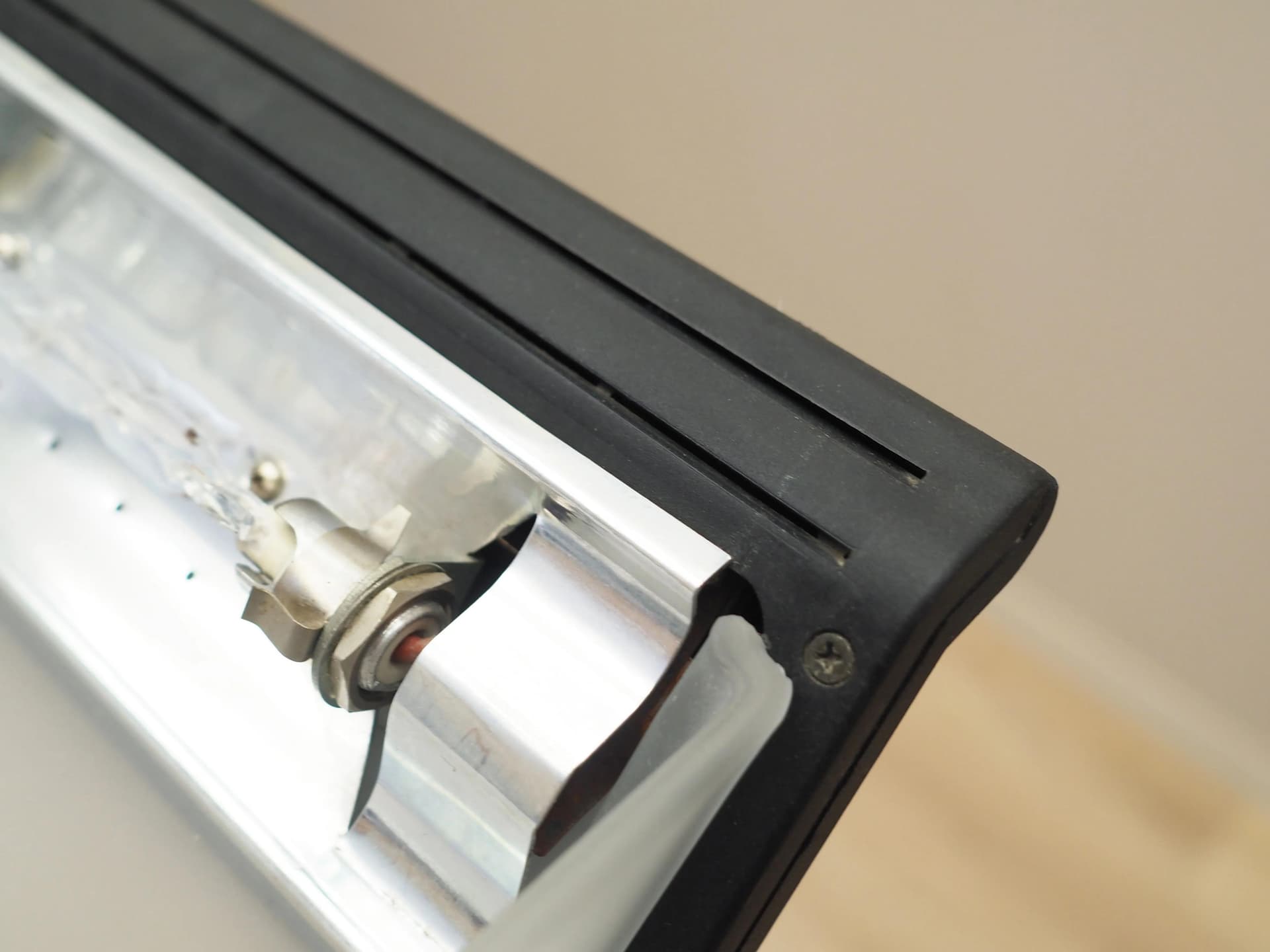 Floor lamp, black metal, glass, Italy, 1990s. - 35463