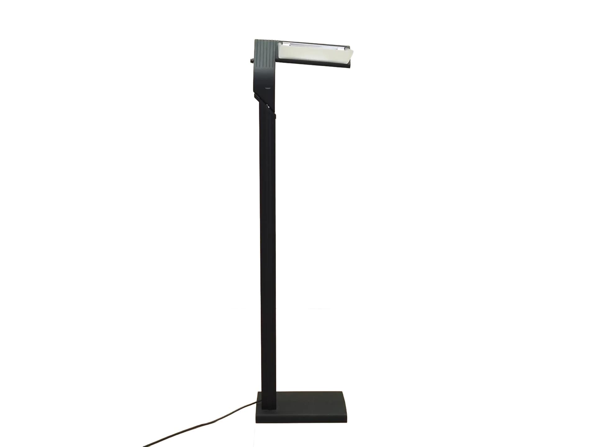 Floor lamp, black metal, glass, Italy, 1990s.