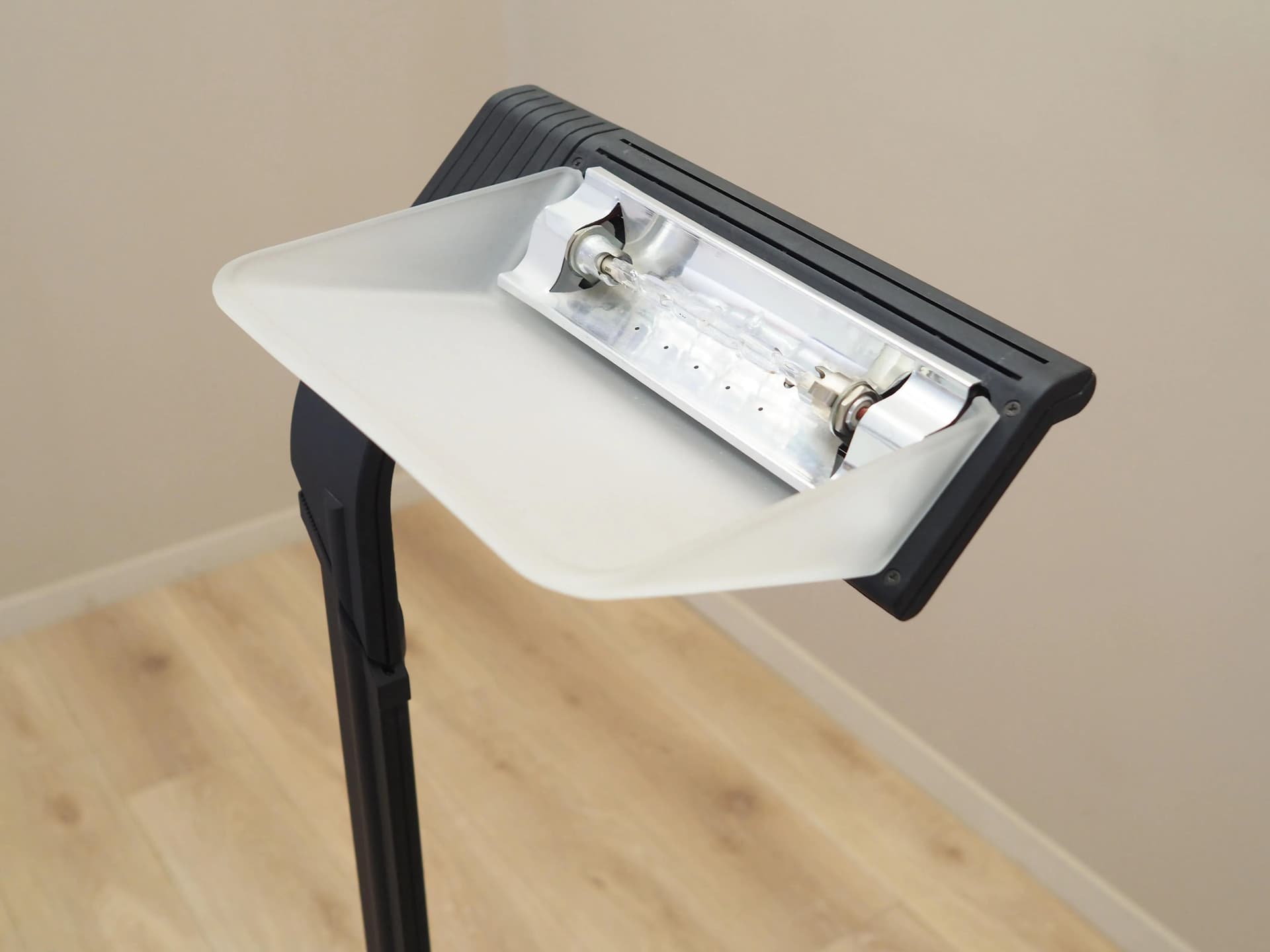 Floor lamp, black metal, glass, Italy, 1990s. - 35462